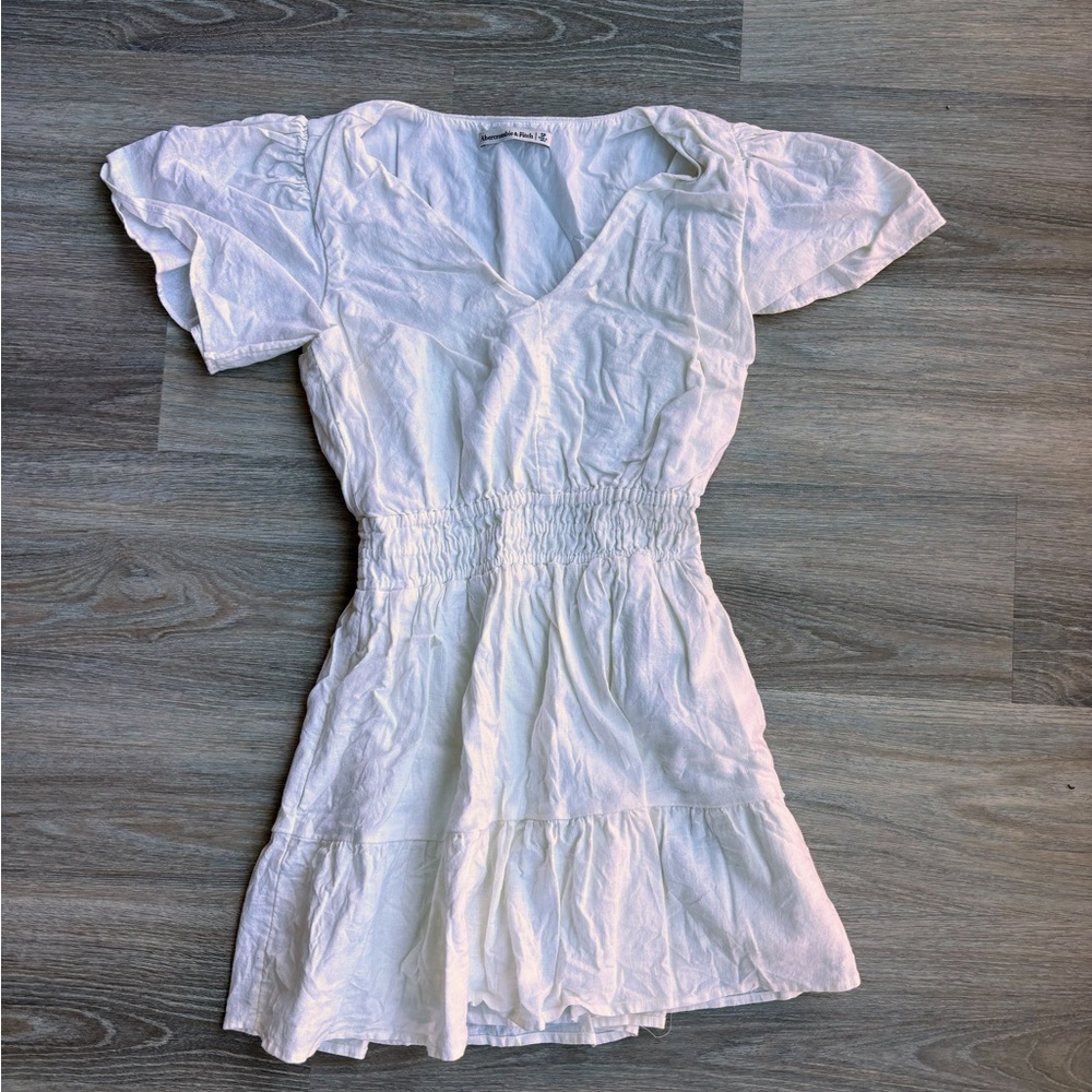 Abercrombie Size S Petite White Linen Mini Dress